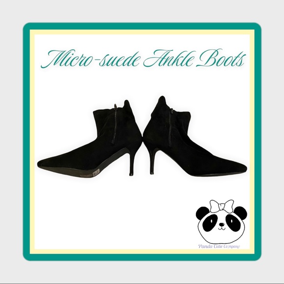 ❤️ 2 for $19 - Black micro-suede ankle boots, 7.5 - Picture 1 of 6